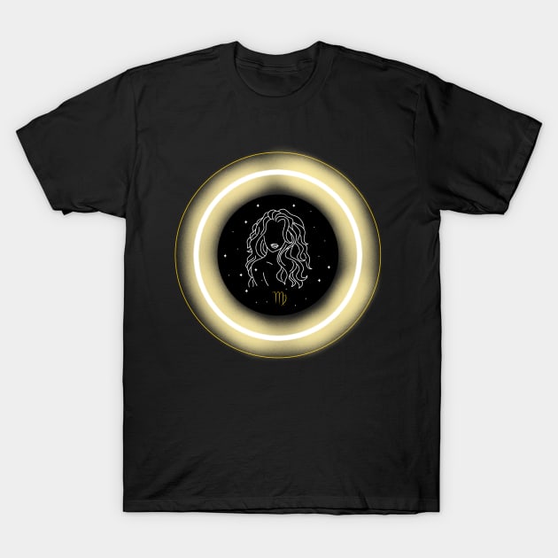 Neon Light Effect Virgo T-Shirt by MysticZodiac